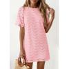 imagePRETTYGARDEN Womens 2026 Summer Casual Short Dresses Embroidered Lace Short Sleeve Boho Mini Dress Beach Vacation ClothesPink