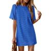 imagePRETTYGARDEN Womens 2026 Summer Casual Short Dresses Embroidered Lace Short Sleeve Boho Mini Dress Beach Vacation ClothesRoyal Blue