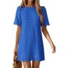 imagePRETTYGARDEN Womens 2026 Summer Casual Short Dresses Embroidered Lace Short Sleeve Boho Mini Dress Beach Vacation ClothesRoyal Blue