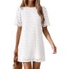 imagePRETTYGARDEN Womens 2026 Summer Casual Short Dresses Embroidered Lace Short Sleeve Boho Mini Dress Beach Vacation ClothesWhite