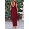 imagePRETTYGARDEN Womens 2026 Summer Wedding Guest Dress Sleeveless Ruffle Formal Cocktail Party Maxi Bodycon DressesDark Wine Red