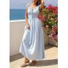 imagePRETTYGARDEN Womens Boho Maxi Dress 2026 Summer Cap Sleeve Long Flowy Beach Vacation Floral Sundresses Spring Resort WearBlue Striped