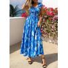 imagePRETTYGARDEN Womens Boho Maxi Dress 2026 Summer Cap Sleeve Long Flowy Beach Vacation Floral Sundresses Spring Resort WearBlue White Floral