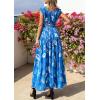 imagePRETTYGARDEN Womens Boho Maxi Dress 2026 Summer Cap Sleeve Long Flowy Beach Vacation Floral Sundresses Spring Resort WearBlue White Floral