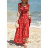 imagePRETTYGARDEN Womens Boho Maxi Dress 2026 Summer Cap Sleeve Long Flowy Beach Vacation Floral Sundresses Spring Resort WearBrick Red Floral