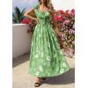 imagePRETTYGARDEN Womens Boho Maxi Dress 2026 Summer Cap Sleeve Long Flowy Beach Vacation Floral Sundresses Spring Resort WearGreen White Floral