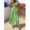 imagePRETTYGARDEN Womens Boho Maxi Dress 2026 Summer Cap Sleeve Long Flowy Beach Vacation Floral Sundresses Spring Resort WearGreen White Floral