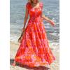 imagePRETTYGARDEN Womens Boho Maxi Dress 2026 Summer Cap Sleeve Long Flowy Beach Vacation Floral Sundresses Spring Resort WearOrange Pink Red Floral