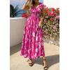 imagePRETTYGARDEN Womens Boho Maxi Dress 2026 Summer Cap Sleeve Long Flowy Beach Vacation Floral Sundresses Spring Resort WearRose Red White Floral