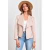 imagePRETTYGARDEN Womens Faux Suede Jackets 2026 Fashion Fall Clothes Long Sleeve Open Front Cropped Coat OutwearBeige Apricot