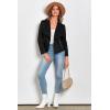 imagePRETTYGARDEN Womens Faux Suede Jackets 2026 Fashion Fall Clothes Long Sleeve Open Front Cropped Coat OutwearBlack
