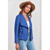 imagePRETTYGARDEN Womens Faux Suede Jackets 2026 Fashion Fall Clothes Long Sleeve Open Front Cropped Coat OutwearBlue