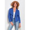 imagePRETTYGARDEN Womens Faux Suede Jackets 2026 Fashion Fall Clothes Long Sleeve Open Front Cropped Coat OutwearBlue