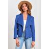 imagePRETTYGARDEN Womens Faux Suede Jackets 2026 Fashion Fall Clothes Long Sleeve Open Front Cropped Coat OutwearBlue