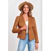 imagePRETTYGARDEN Womens Faux Suede Jackets 2026 Fashion Fall Clothes Long Sleeve Open Front Cropped Coat OutwearBrown