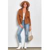 imagePRETTYGARDEN Womens Faux Suede Jackets 2026 Fashion Fall Clothes Long Sleeve Open Front Cropped Coat OutwearBrown