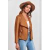imagePRETTYGARDEN Womens Faux Suede Jackets 2026 Fashion Fall Clothes Long Sleeve Open Front Cropped Coat OutwearBrown