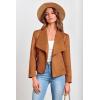 imagePRETTYGARDEN Womens Faux Suede Jackets 2026 Fashion Fall Clothes Long Sleeve Open Front Cropped Coat OutwearBrown
