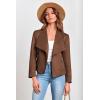 imagePRETTYGARDEN Womens Faux Suede Jackets 2026 Fashion Fall Clothes Long Sleeve Open Front Cropped Coat OutwearCoffee