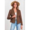 imagePRETTYGARDEN Womens Faux Suede Jackets 2026 Fashion Fall Clothes Long Sleeve Open Front Cropped Coat OutwearCoffee