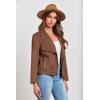 imagePRETTYGARDEN Womens Faux Suede Jackets 2026 Fashion Fall Clothes Long Sleeve Open Front Cropped Coat OutwearCoffee