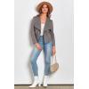 imagePRETTYGARDEN Womens Faux Suede Jackets 2026 Fashion Fall Clothes Long Sleeve Open Front Cropped Coat OutwearGrey