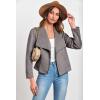 imagePRETTYGARDEN Womens Faux Suede Jackets 2026 Fashion Fall Clothes Long Sleeve Open Front Cropped Coat OutwearGrey