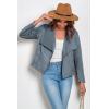 imagePRETTYGARDEN Womens Faux Suede Jackets 2026 Fashion Fall Clothes Long Sleeve Open Front Cropped Coat OutwearGrey Blue