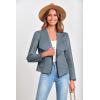 imagePRETTYGARDEN Womens Faux Suede Jackets 2026 Fashion Fall Clothes Long Sleeve Open Front Cropped Coat OutwearGrey Blue