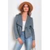 imagePRETTYGARDEN Womens Faux Suede Jackets 2026 Fashion Fall Clothes Long Sleeve Open Front Cropped Coat OutwearGrey Blue
