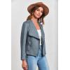 imagePRETTYGARDEN Womens Faux Suede Jackets 2026 Fashion Fall Clothes Long Sleeve Open Front Cropped Coat OutwearGrey Blue