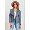 imagePRETTYGARDEN Womens Faux Suede Jackets 2026 Fashion Fall Clothes Long Sleeve Open Front Cropped Coat OutwearGrey Blue