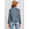imagePRETTYGARDEN Womens Faux Suede Jackets 2026 Fashion Fall Clothes Long Sleeve Open Front Cropped Coat OutwearGrey Blue