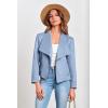 imagePRETTYGARDEN Womens Faux Suede Jackets 2026 Fashion Fall Clothes Long Sleeve Open Front Cropped Coat OutwearLight Blue