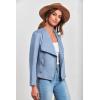 imagePRETTYGARDEN Womens Faux Suede Jackets 2026 Fashion Fall Clothes Long Sleeve Open Front Cropped Coat OutwearLight Blue