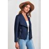 imagePRETTYGARDEN Womens Faux Suede Jackets 2026 Fashion Fall Clothes Long Sleeve Open Front Cropped Coat OutwearNavy