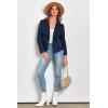imagePRETTYGARDEN Womens Faux Suede Jackets 2026 Fashion Fall Clothes Long Sleeve Open Front Cropped Coat OutwearNavy