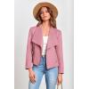 imagePRETTYGARDEN Womens Faux Suede Jackets 2026 Fashion Fall Clothes Long Sleeve Open Front Cropped Coat OutwearPink