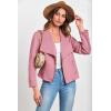 imagePRETTYGARDEN Womens Faux Suede Jackets 2026 Fashion Fall Clothes Long Sleeve Open Front Cropped Coat OutwearPink