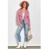 imagePRETTYGARDEN Womens Faux Suede Jackets 2026 Fashion Fall Clothes Long Sleeve Open Front Cropped Coat OutwearPink