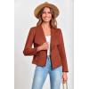 imagePRETTYGARDEN Womens Faux Suede Jackets 2026 Fashion Fall Clothes Long Sleeve Open Front Cropped Coat OutwearRust Red