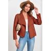 imagePRETTYGARDEN Womens Faux Suede Jackets 2026 Fashion Fall Clothes Long Sleeve Open Front Cropped Coat OutwearRust Red