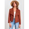 imagePRETTYGARDEN Womens Faux Suede Jackets 2026 Fashion Fall Clothes Long Sleeve Open Front Cropped Coat OutwearRust Red