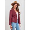 imagePRETTYGARDEN Womens Faux Suede Jackets 2026 Fashion Fall Clothes Long Sleeve Open Front Cropped Coat OutwearWine Red