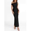 imagePRETTYGARDEN Womens Floral One Shoulder Maxi Dress 2026 Summer Spring Bodycon Ruched Side Slit Elegant Cocktail Party DressesBlack