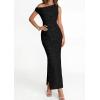imagePRETTYGARDEN Womens Floral One Shoulder Maxi Dress 2026 Summer Spring Bodycon Ruched Side Slit Elegant Cocktail Party DressesBlack