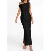 imagePRETTYGARDEN Womens Floral One Shoulder Maxi Dress 2026 Summer Spring Bodycon Ruched Side Slit Elegant Cocktail Party DressesBlack