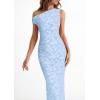 imagePRETTYGARDEN Womens Floral One Shoulder Maxi Dress 2026 Summer Spring Bodycon Ruched Side Slit Elegant Cocktail Party DressesLight Blue