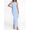 imagePRETTYGARDEN Womens Floral One Shoulder Maxi Dress 2026 Summer Spring Bodycon Ruched Side Slit Elegant Cocktail Party DressesLight Blue