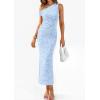 imagePRETTYGARDEN Womens Floral One Shoulder Maxi Dress 2026 Summer Spring Bodycon Ruched Side Slit Elegant Cocktail Party DressesLight Blue